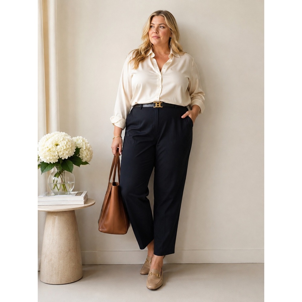 Eileen Fisher Woman 3X Dark Navy Stretch Slim Ankle Pants Plus Size